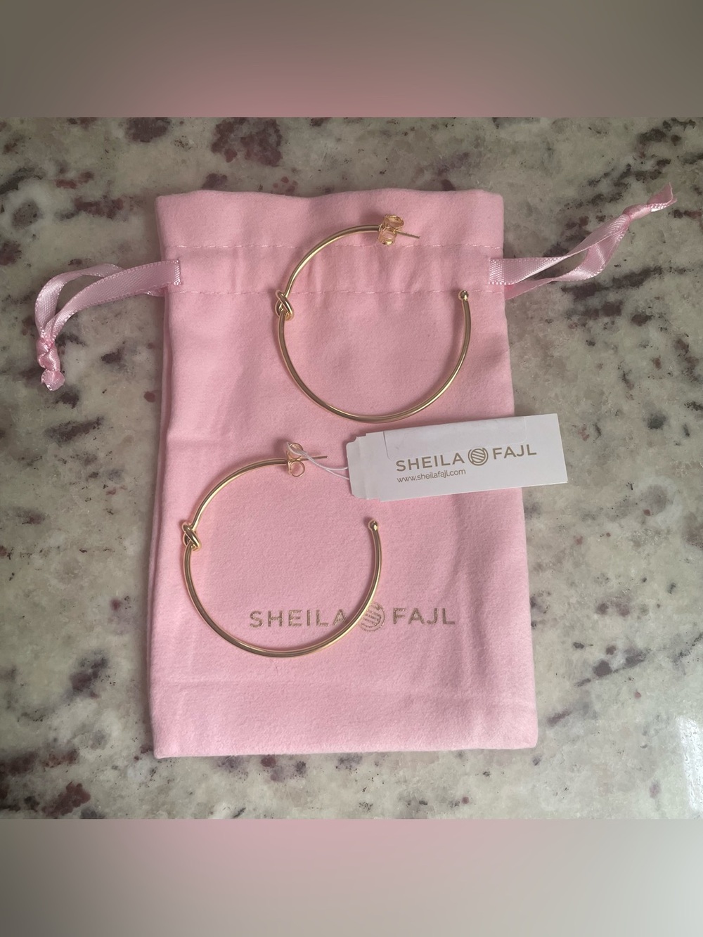 Sheila Fajl Knot Hoops Shiny 18K Gold Plated Finish NEW W/ TAGS